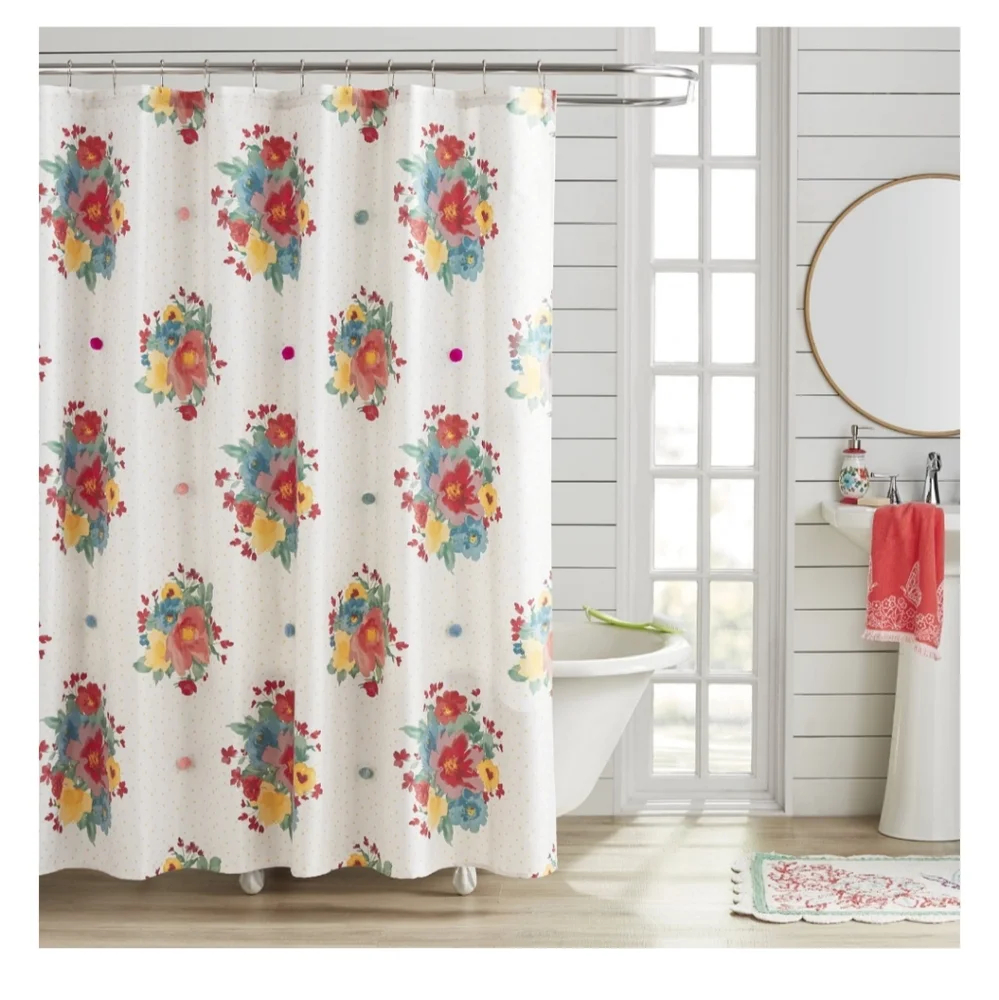 💲Pioneer Woman Shower Curtain Breezy Blossom 72 x 72